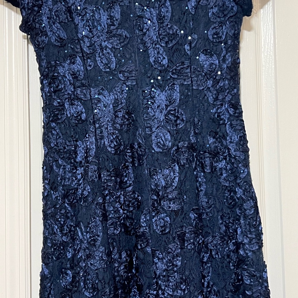 Elegant Navy Blue Lace Dress - Picture 2 of 5